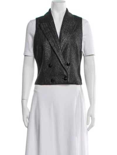 Pre-owned L'agence Wool Tweed Pattern Vest In Black