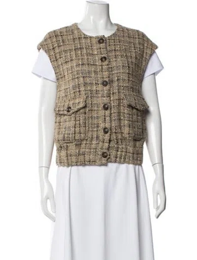 Pre-owned L'agence Wool Tweed Pattern Vest In Metallic/neutrals