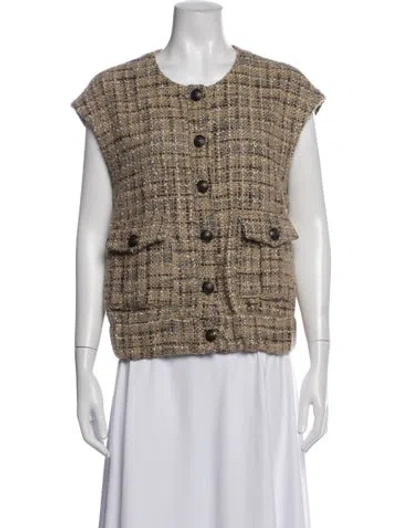 Pre-owned L'agence Wool Tweed Pattern Vest In Neutrals