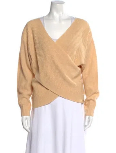 Pre-owned L'agence Wool V-neck Sweater In Neutral