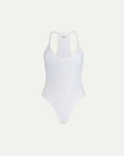 L'agence Wrenna Knit Racerback Bodysuit In White