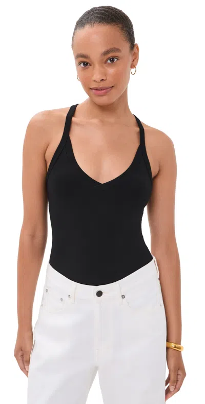 L'agence Wrenna Racerback Thong Bodysuit Black