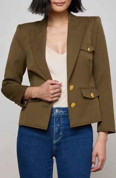 L'agence Wylla Structured Blazer In Pine/multi Western Snake
