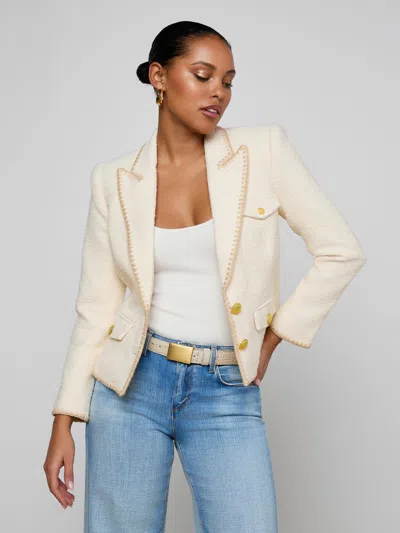 L'agence Wylla Tweed Blazer In Neutral