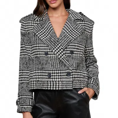 L'agence Xoey Cropped Trench Coat In Black/ivory In Multi