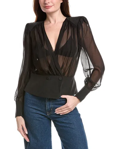 L'agence Yan Front Wrap Blouse In Black