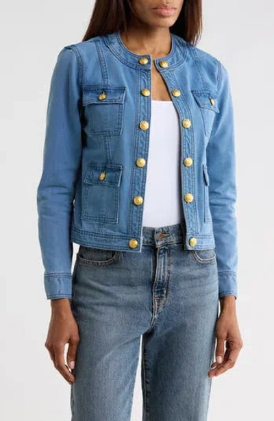 L'agence Yari Collarless Jacket In Blue