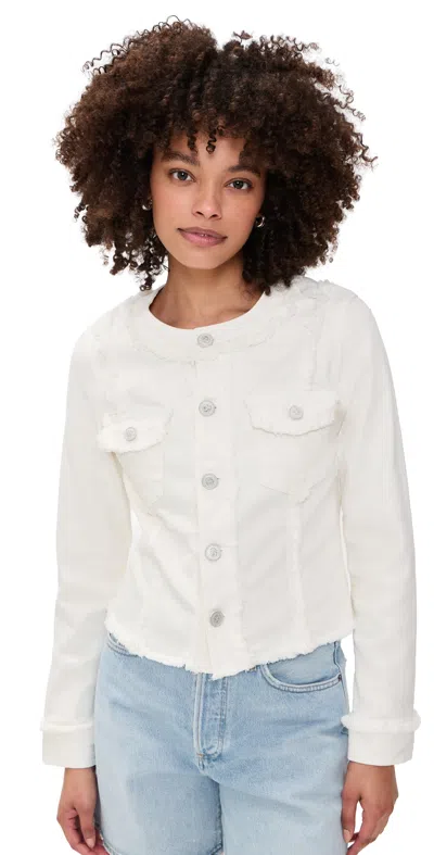 L'agence Yarin Collarless Fray Jacket Light Ecru In Nude