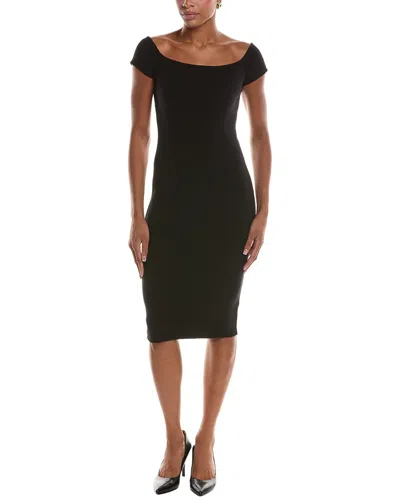 L'agence Yazzy Ss Off-shoulder Midi Dress In Black