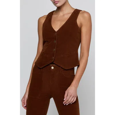 L'agence Yelena Corduroy Vest In Burgundy
