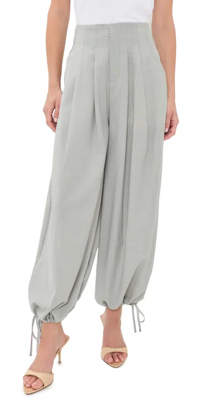 L'agence Ysola Drawstring Cuff Pants Ivory/tan/blue Plaid