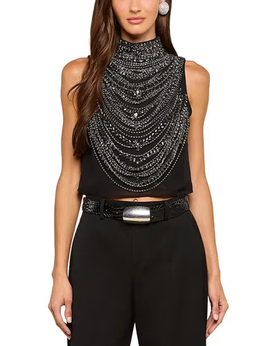 L'agence Yun Draped Crystal Tank In Animal Print