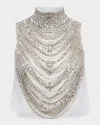 L'agence Yun Draped Crystal Sleeveless Crop Top In Multi