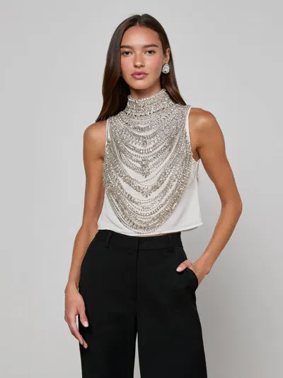 L'agence Yun Draped Crystal Tank In White