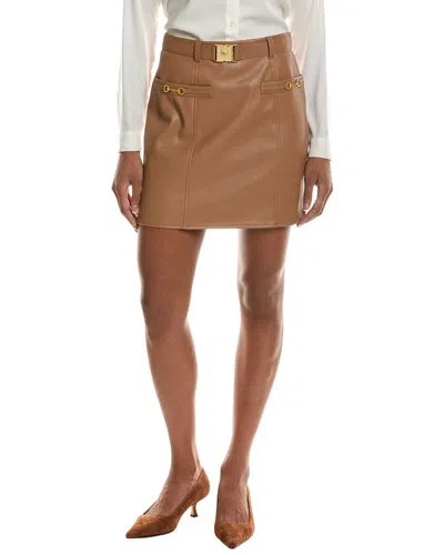 L'agence Yvette Belted Mini Skirt In Brown