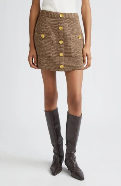 L'agence Zander Button Front Miniskirt In Brown