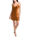 L'agence Zaria Raw Edge Trim Silk Mini Dress In Brown