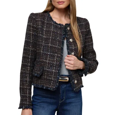 L'agence Zaya Tweed Jacket In Midnight Brown Multi In Black