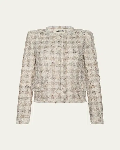 L'agence Zell Houndstooth Tweed Jacket In Multi