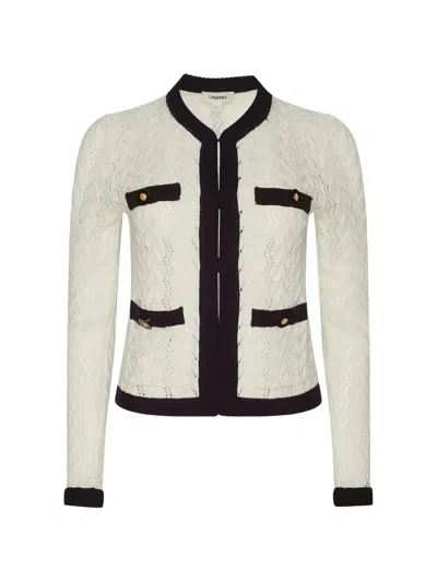 L'agence Zephyra Pointelle Cardigan In White