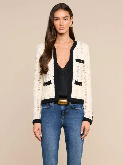 L'agence Zephyra Pointelle Knit Cardigan In Black