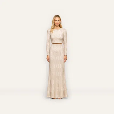 L'agence Zeta Sequin Maxi Skirt In Champagne Sequin Swirl