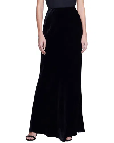 L'agence Zeta Silk-blend Skirt In Black