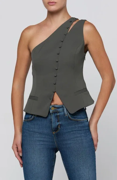 L'agence Zinnia One Shoulder Vest In Ash Olive