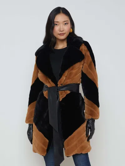 L'agence Zoya Coat In Black/biscotti