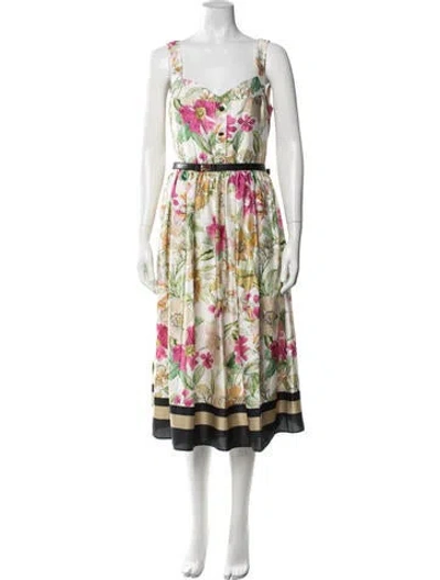 Pre-owned Lagerfeld Floral Print Midi Length Dress In Multicolor