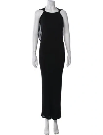 Pre-owned Lagerfeld Halterneck Long Dress In Black