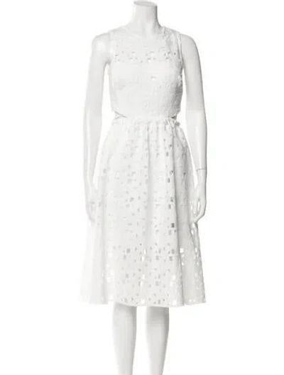 Pre-owned Lagerfeld Lace Pattern Midi Length Dress In White