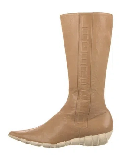 Pre-owned Lagerfeld Leather Boots In Neutrals