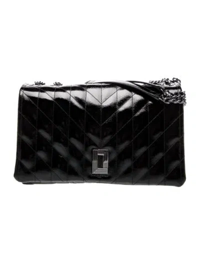Pre-owned Lagerfeld Patent Leather Shoulder Bag In Black