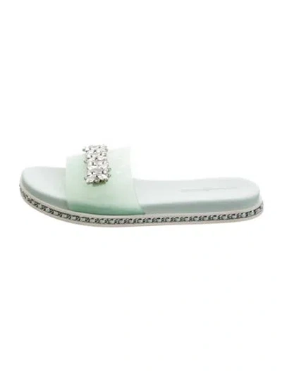 Pre-owned Lagerfeld Pvc Slides In Green