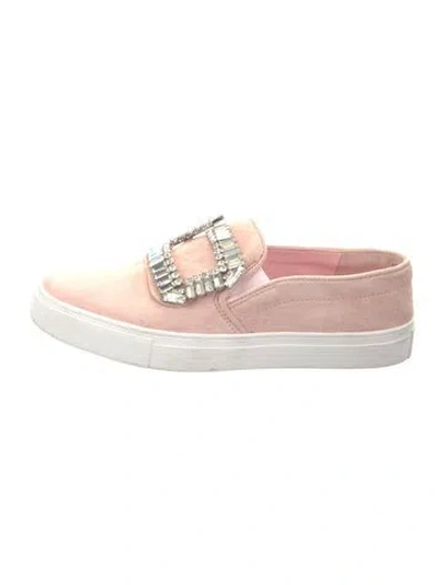 Pre-owned Lagerfeld Suede Crystal Embellishments Sneakers In Pink