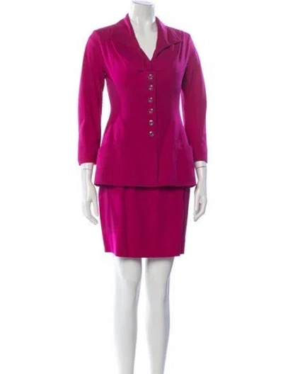 Pre-owned Lagerfeld Vintage Wool Skirt Suit In Pink