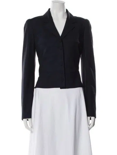 Pre-owned Lagerfeld Virgin Wool Blazer In Blue
