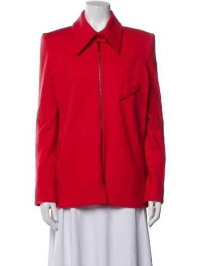 Pre-owned Lagerfeld Virgin Wool Blazer In Red