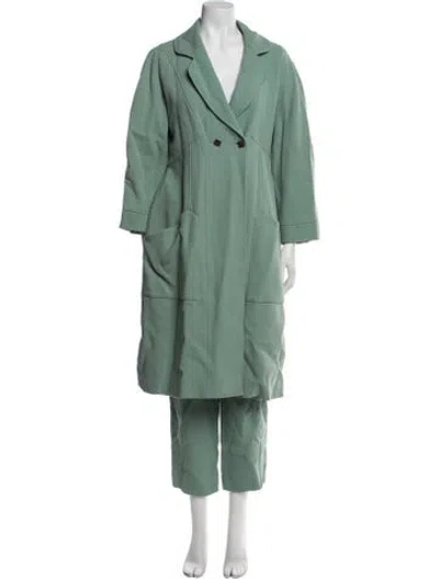 Pre-owned Lagerfeld Virgin Wool Pant Set In Green