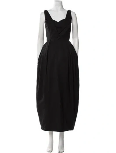 Pre-owned Lagerfeld V-neck Long Dress In Black