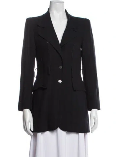 Pre-owned Lagerfeld Wool Striped Blazer In Black