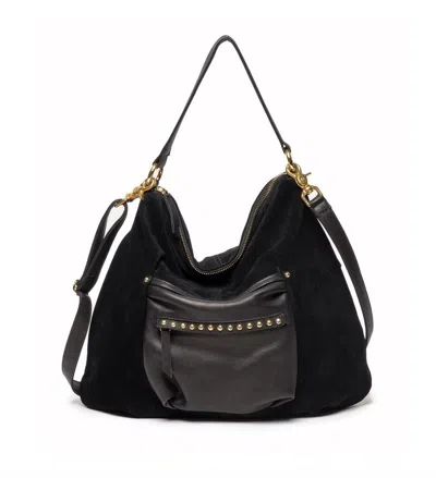 Laggo Black Suede Hobo Bag