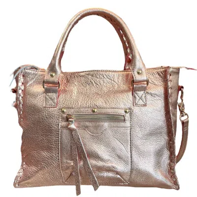 Laggo Jagger Satchel Bag In Rose Gold In Multi
