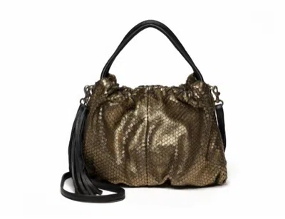 Laggo Juliet Leather Satchel/crossbody Bag In Gold Snake