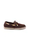 Lagoa Nautical Moccasin With Fringe And Beads Suede Brown In Brown