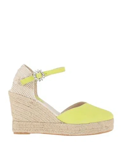 Lagoa Woman Espadrilles Lime Green Size 8 Leather, Textile Fibers