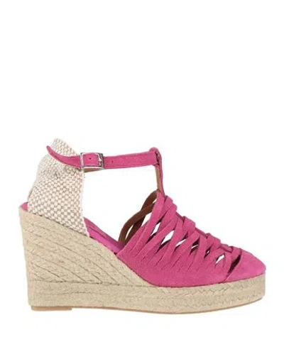 Lagoa Woman Espadrilles Fuchsia Size 8 Leather In Pink