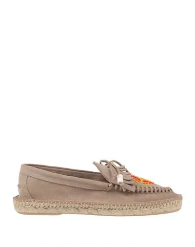 Lagoa Woman Espadrilles Khaki Size 8 Leather In Beige