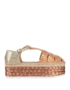 Lagoa Woman Espadrilles Orange Size 11 Leather